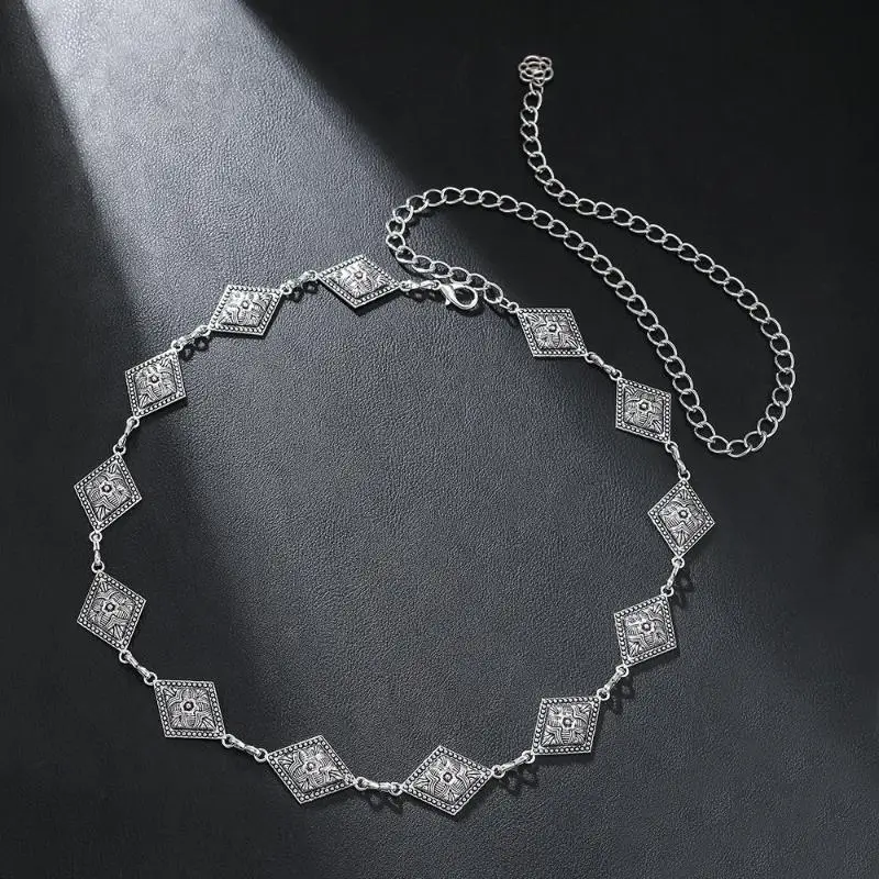 Retro Versatile Ethnic Style Rhombus Bohemian Waist Chain Belt For Women Fashion Sweater Chain Waist Seal Body Decor Accessories