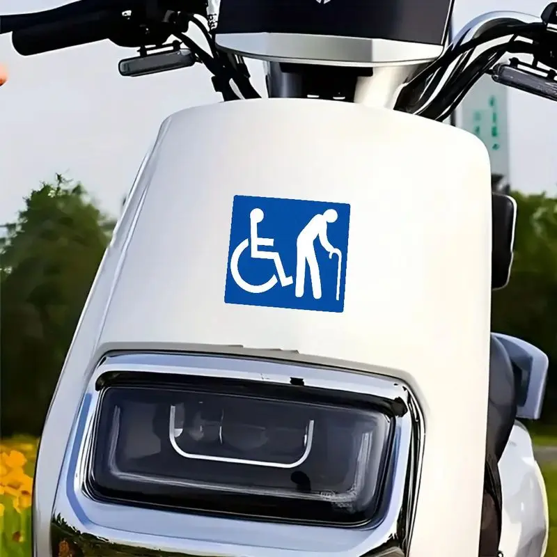 Disabled Accessibility Sticker 1PC Blue Square Wheelchair Elder Symbol Vinyl Decal Waterproof Car Window Body Decor