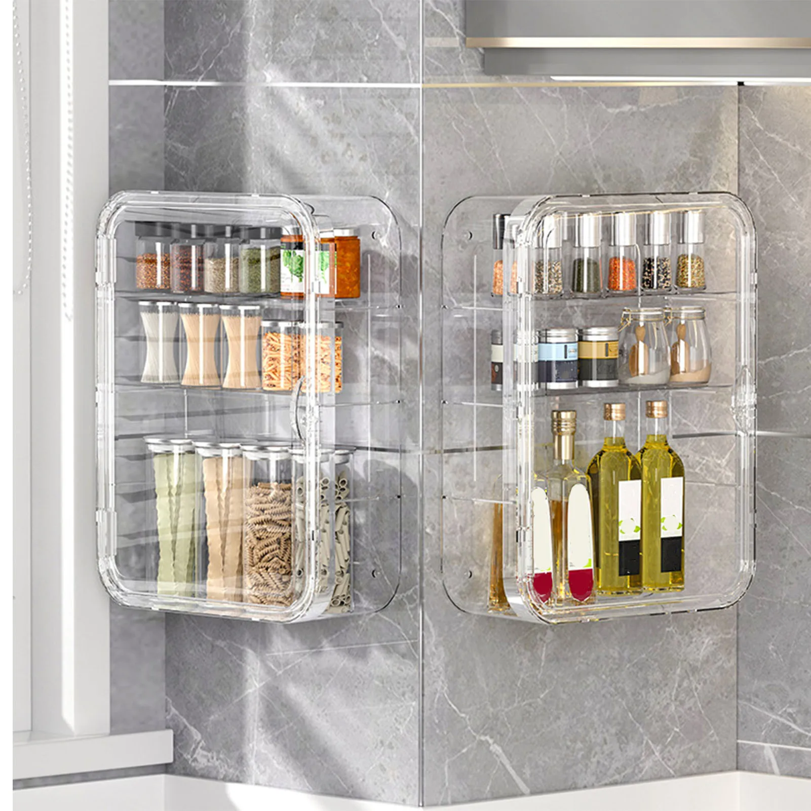 

Настенный ящик для хранения, полностью прозрачный, 2 л, многофункциональный ящик для хранения, экономия места, водонепроницаемый для приправ