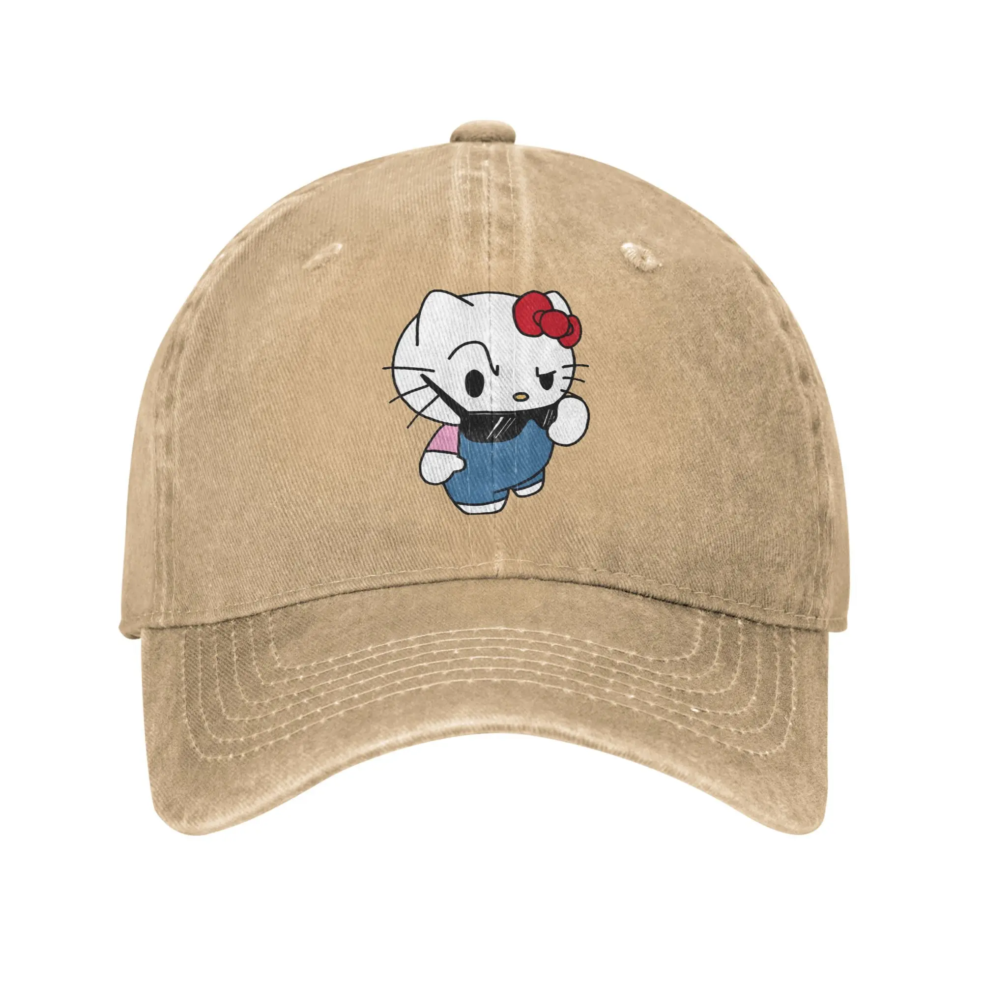 

Hello Kitty Sunglasses Unisex Baseball Caps Distressed Washed Caps Hat Vintage Outdoor Workouts Unstructured Soft Snapback Hat