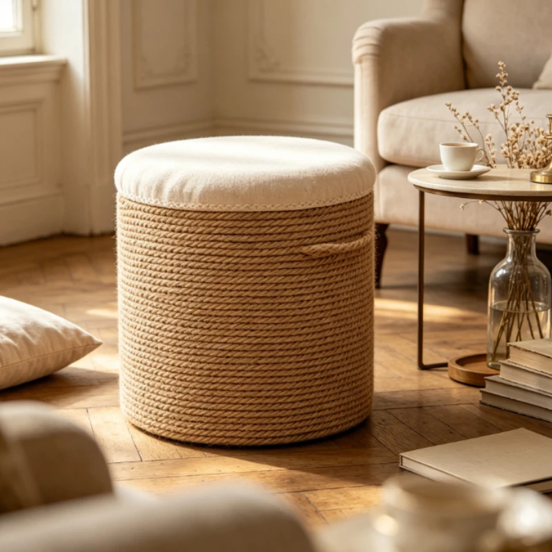 Floor Cushion Pouf - เบาะนั่งสมาธิแบบเชือกป่านถักทอ ระบายอากาศได้ดี นุ่มสบาย เหมาะสำหรับนั่งสมาธิบนพื้น หรือริมหน้าต่าง ทรงกลมหนาพิเศษ