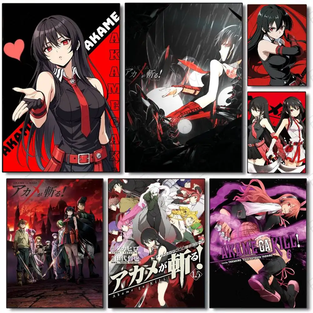 Póster de dibujos animados de Anime A-Akame Ga Kill!-MT, pintura artística con impresiones, regalo de decoración para el hogar, dormitorio y sala de estar