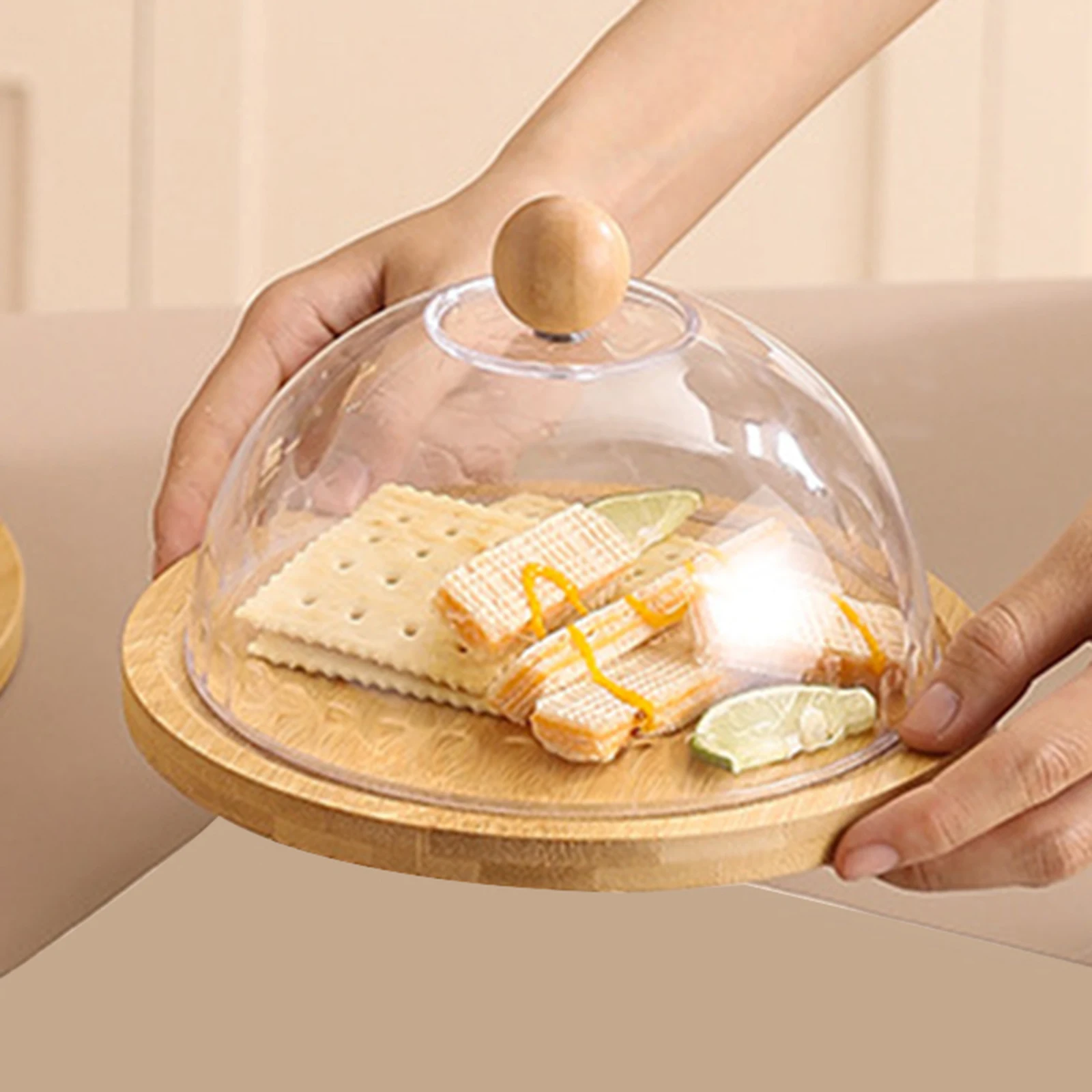 Cake Stand Appetizers Cookies with Dustproof Dome Cover Pastries Multifunctional Round Serving Tray Cake Holder Dessert Plate