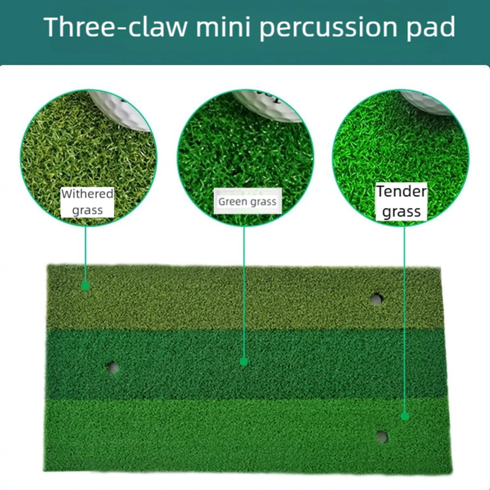 Green Golf Practice Mat Indoor Outdoor Training Aid EVA Bottom Golf Swing Practice Hitting Mat with Tee Hole