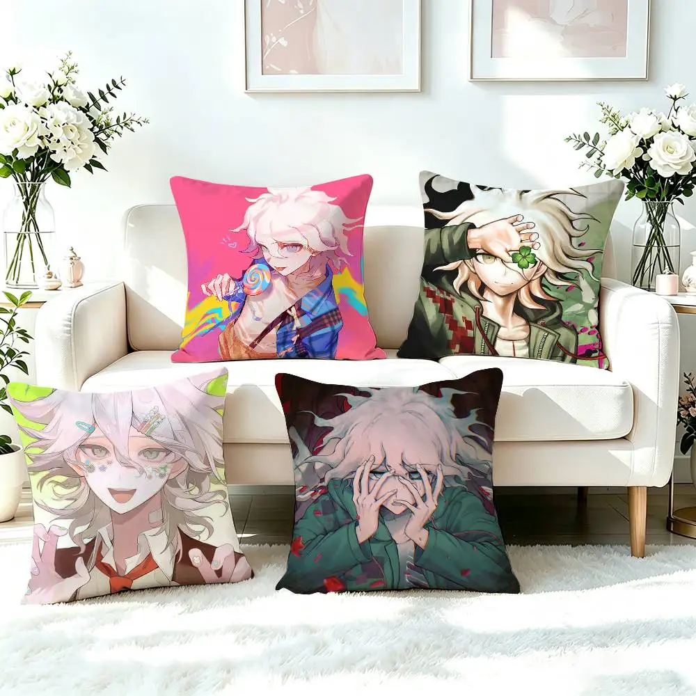 n-Nagito Komaeda Danganronpa  Square Double-Sided printed Pillow Case Bedroom Bedside Pillow Sofa Cushion Cover