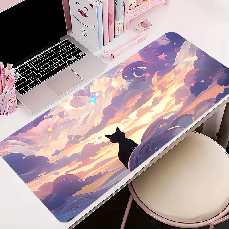 Anime H-hololive Gawr Gura Mousepad Gamer Gaming Mauspad Schreibtischunterlage Spielmatte Computer- und Büroschrank Cartoon Tastaturpad