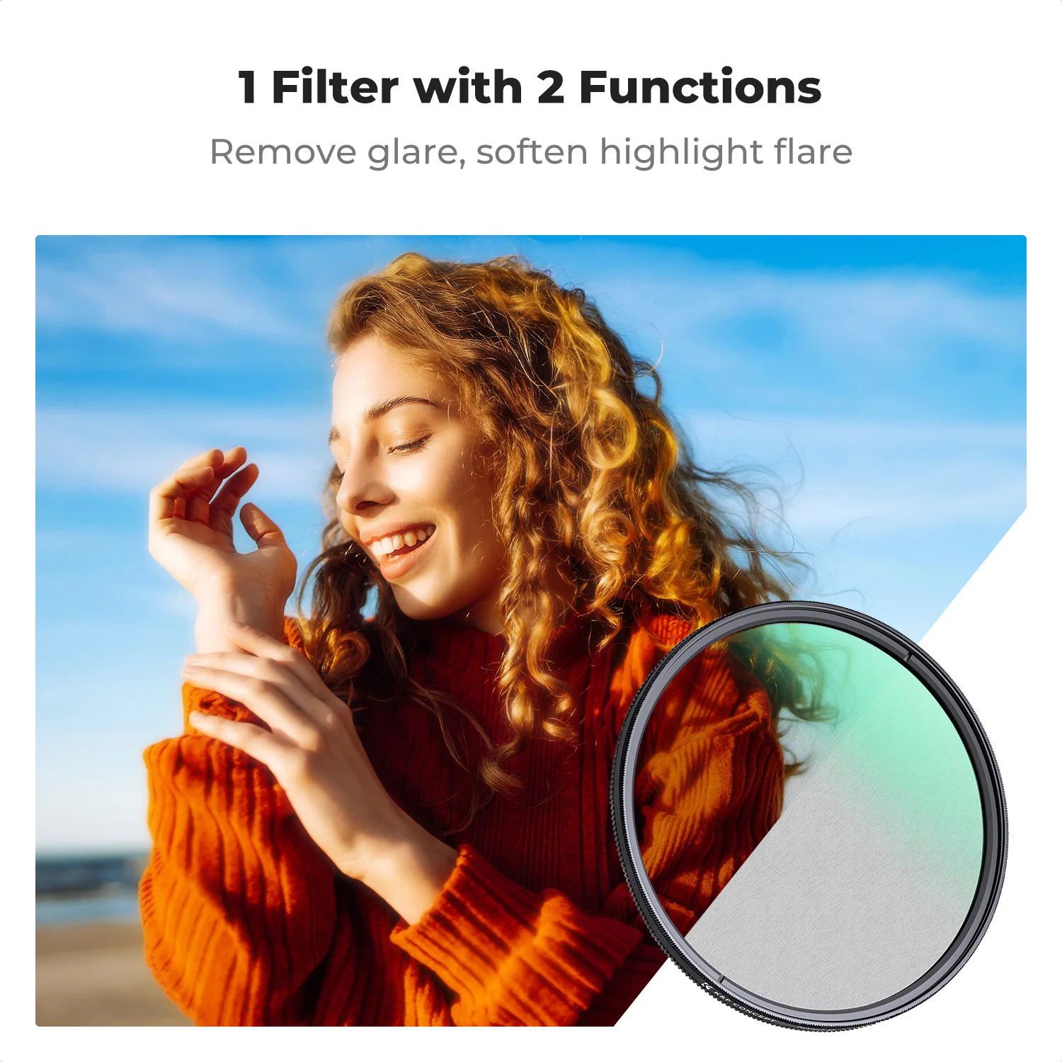 K&F Concept 2 w 1: filtr CPL i filtr rozpraszający światło 1/4, czarny, C 67mm 82mm 77mm 72mm 58mm 55mm 52mm 49mm 43mm — zdjęcie produktu 3