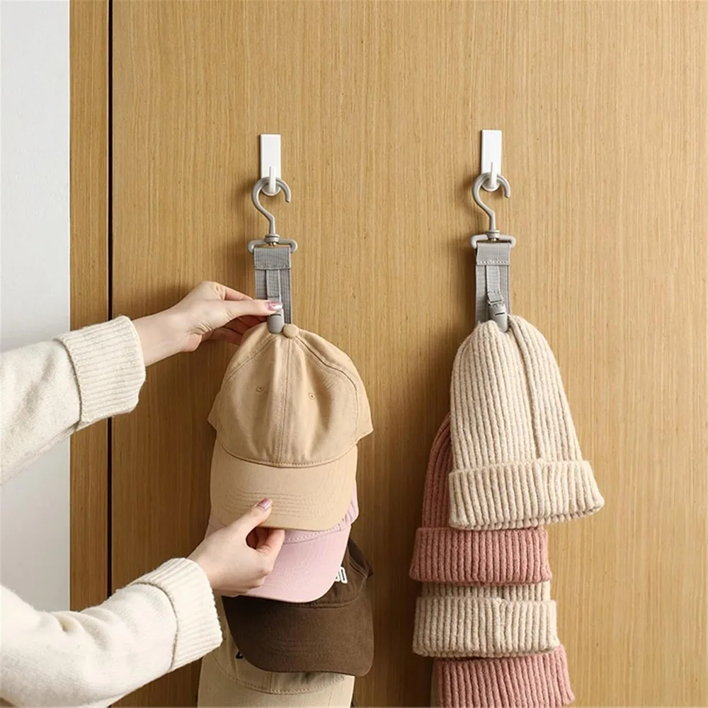 Wardrobe Hat Rack Hanging Rope Hat Storage Clips Hat Organizer Display for Baseball Caps Hat Hanger for Closet Door and Bedroom