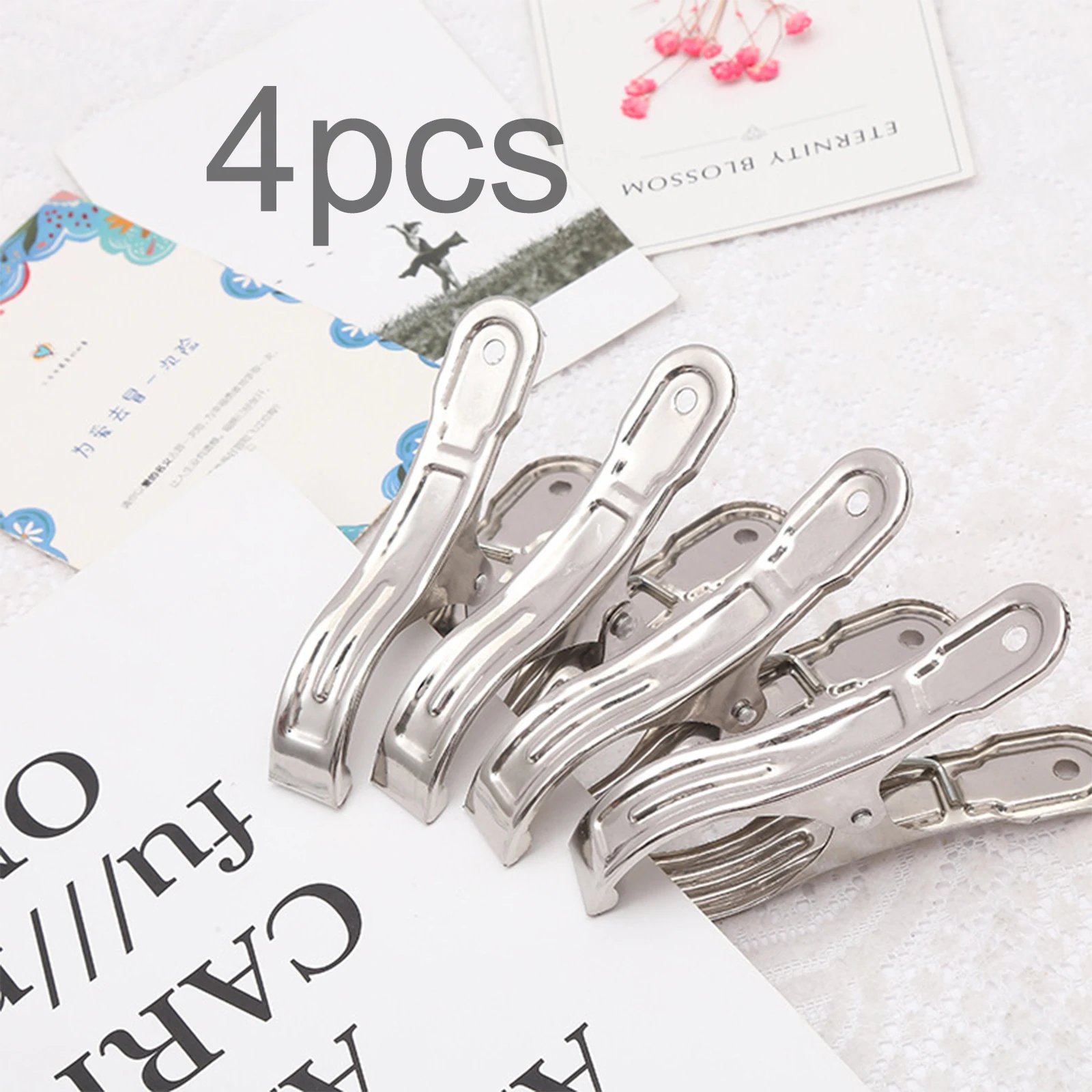 4Pcs Extra Large Stainless Steel Clips Quilt Holder Windproof Clips Large Drying Clips 4.72in*2.56in*0.79in