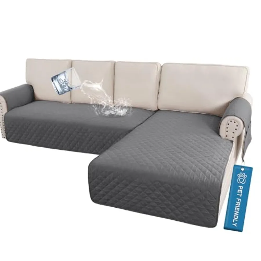 100% Waterproof Sectional Couch Covers L Shape Sofa Cover 2-Piece Couch Slipcover with Chaise Cover Durable Furniture Protector