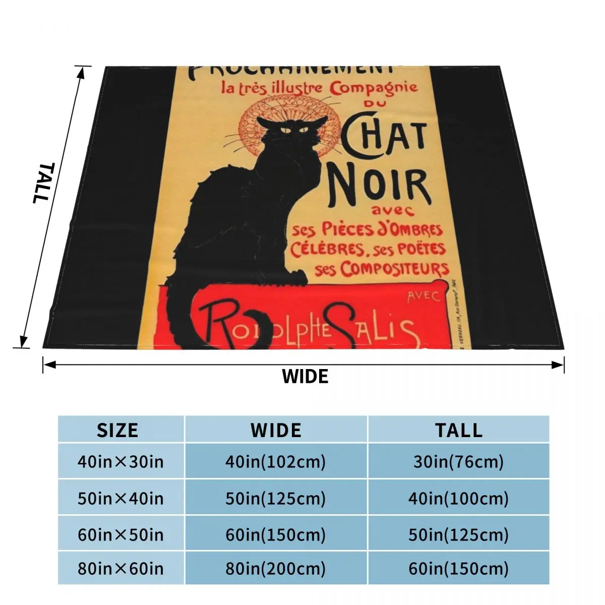 Vintage Le Chat Noir France Advert Throw Blanket Warm Blanket furry