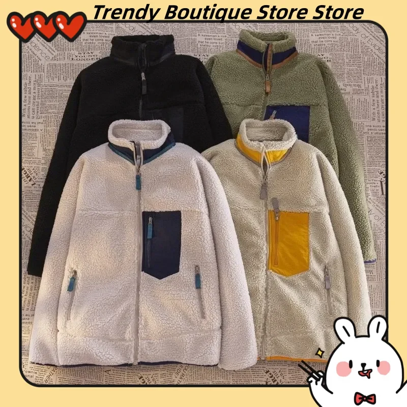 دراجة نارية في الهواء الطلق جاكيت من الصوف مزدوج الوجهين سميكة أفخم يندبروف رايدر بدلة ركوب الدراجات للرجال/النساء سترة صوف الضأن