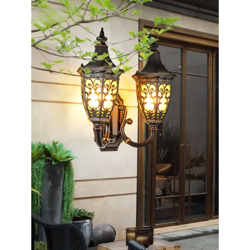 

Outdoor wall lamp waterproof garden lamp European outdoor garden villa gate double head balcony terrace exterior wall