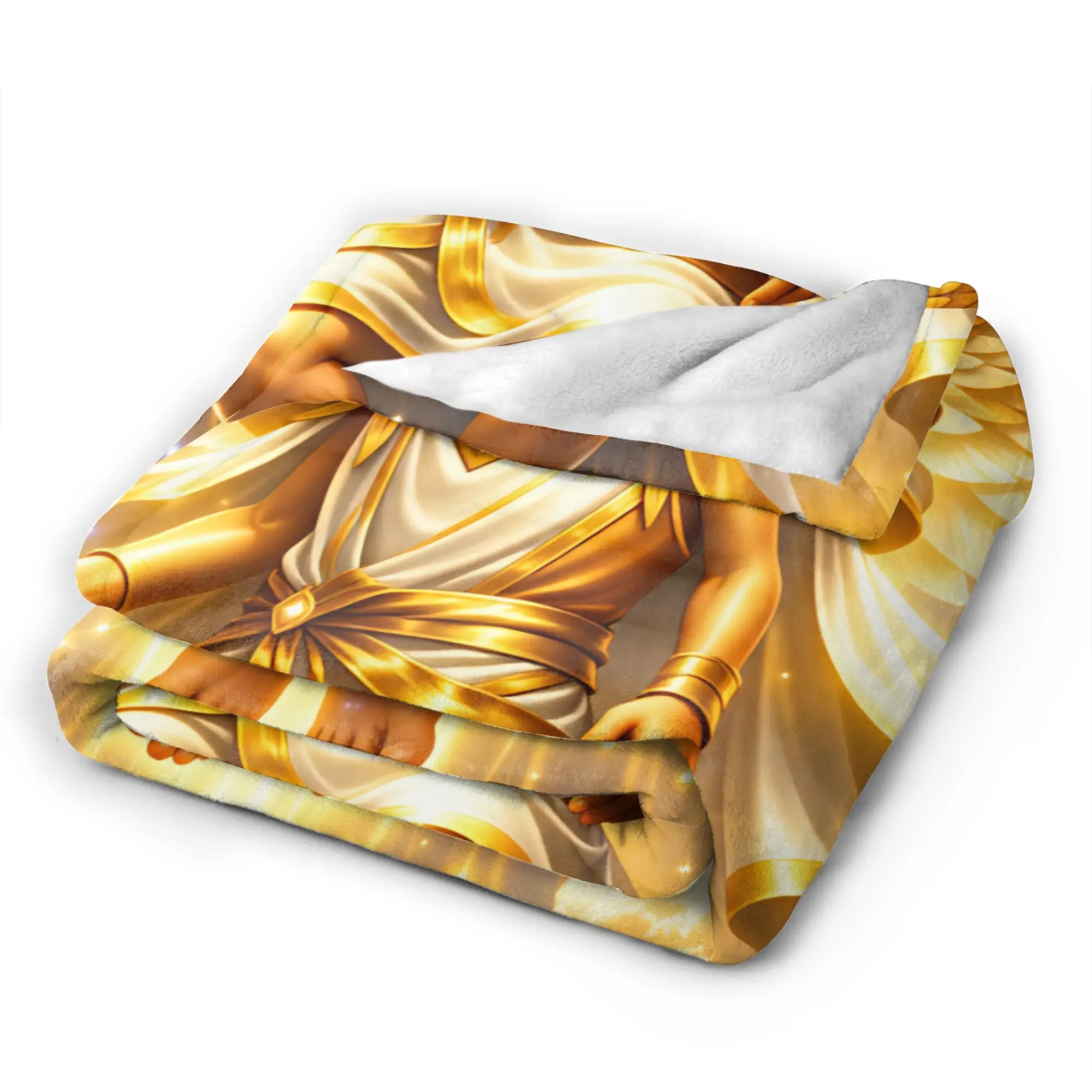 Tung Tung Sahur Golden Angel Wings Meme Flannel Blankets Girls Warm Throw Blanket Winter Couch Chair Bedspread Sofa Bed Cover