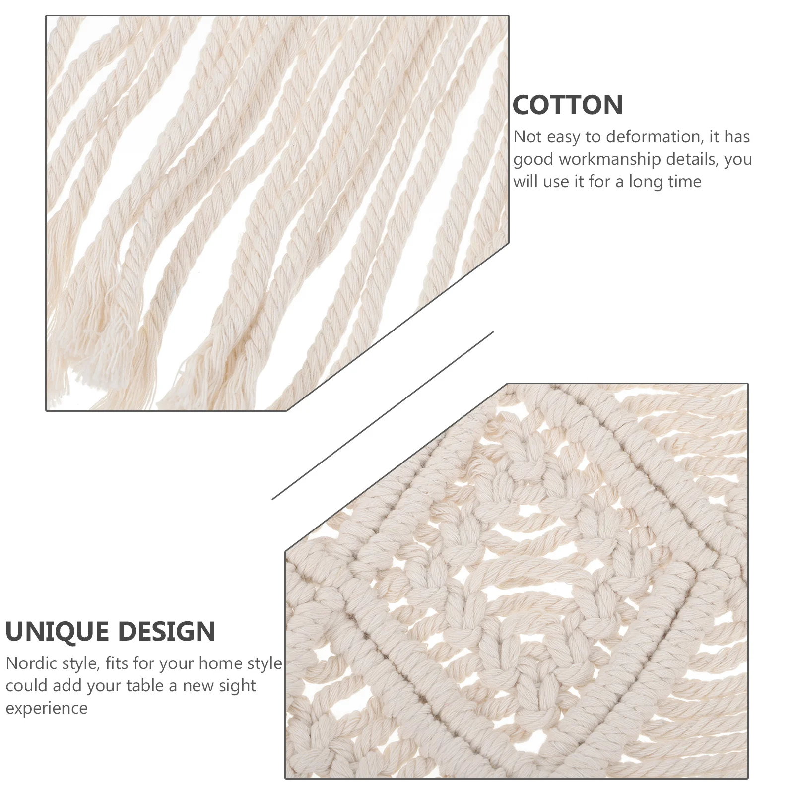 

1Pcs Hand-Woven Table Mat Nordic Style Macrame Placemat for Home Dining Table Decoration Cotton Decorative Placemat Creative