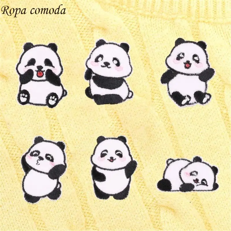 

MXMA 6Pieces Panda Theme On Patches Badge Sticker For Hat Backpack Decorations