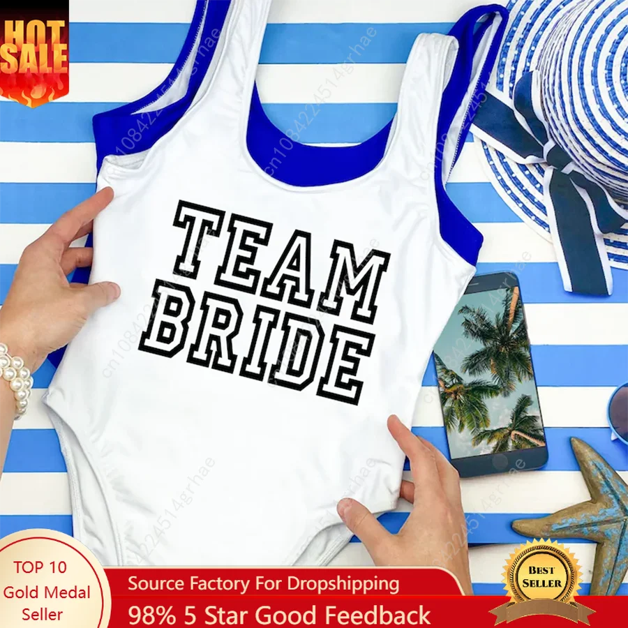 

S-3XL Team Bride Swimwear One-Piece Swimsuit Squad Woman Red Black Bachelorette Party Swimsuits Beatchwear Bathing Suit 2025 New