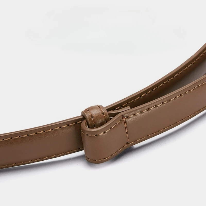 Cinturón ajustable de cuero genuino para mujer, estilo corsé a la moda, hebilla de Metal giratoria, cinturones finos para vestido, ropa informal