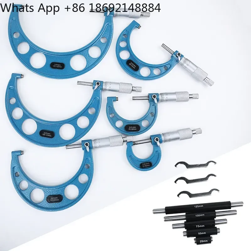 6-Piece Micrometer Set 0-150mm High-Precision Spiral Micrometer for Industrial Grade Measuring Tool