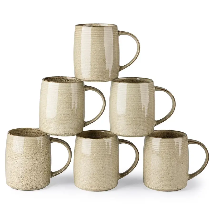 

Набор из 6 больших кофейных кружек, 18 унций, ручной работы, керамические, с градиентной окраской, для латте, чая, пива, горячего шоколада, можно мыть в посудомоечной машине.