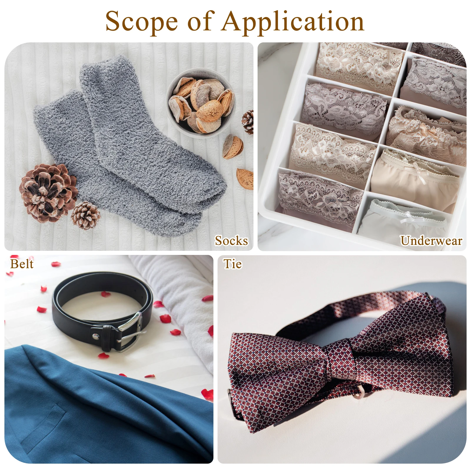 

20-Compartment Wooden Underwear Organizer Storage Box Space-Saving Drawer Divider For Socks Ties Bras Leggings Panty Sock