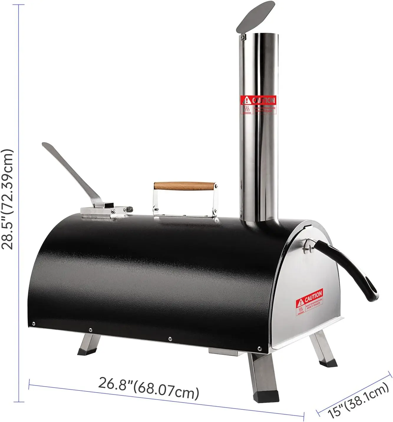 Semicircular Outdoor Pizza Oven, 12'' Automatic Rotatable Pizza Stand, Stainless Steel Pizza Oven Outdoor Heats Up To 700˚F,