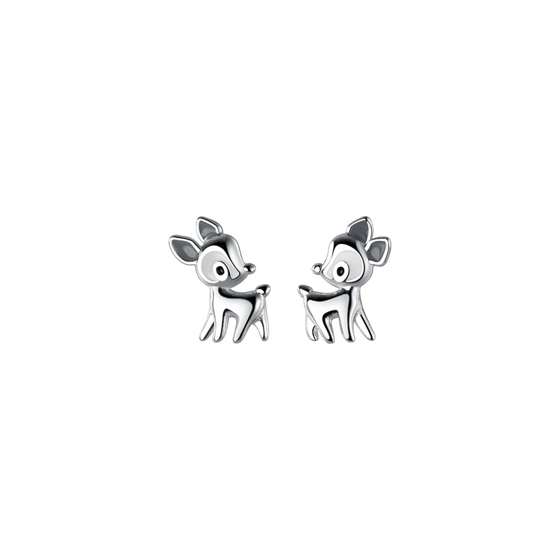 Modian 100% 925 Sterling Silver Cute Deer Stud Earrings for Women Fresh Enamel Gifts Gifts Luxury Statement Fine Silver Jewelry