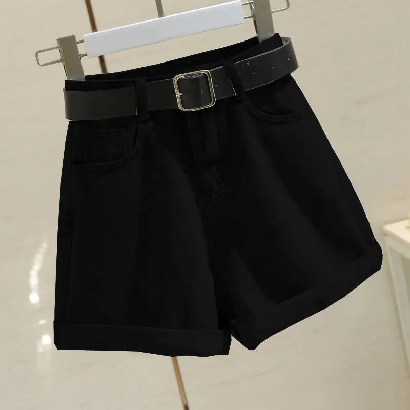 Casual High Waist Denim Shorts Summer New Solid Color Loose Wide Leg A-line Hot Pants Korean Style Fashion Women Clothing