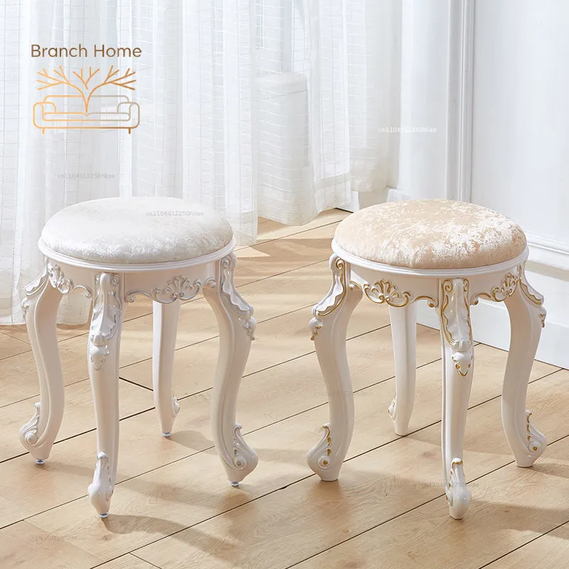 American Style Upholstered Makeup Chair Bedroom Dressing Seat GuZheng Bench for Musical Instrument Multi-Purpose Stool for Home