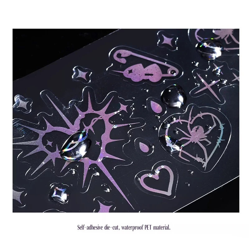 12 أنماط مرآة مزدوجة سلسلة الحيوانات الأليفة يموت قطع ملصق أشرطة الليزر الساخن تحجيم الفضة الأبيض شريط حبر ملصقات المواد الزخرفية