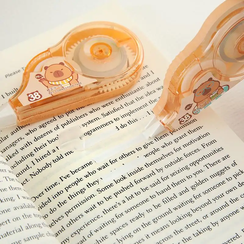 2Pcs Cartoon Capybara Correction Tape Multi-specification Corrective Tape School Office Supplies Crafting Note Taking Journal