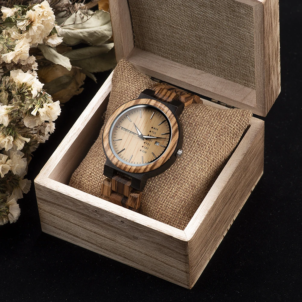 BOBO BIRD Men\'s Watches Quartz Watch For Men Wooden Wristwatches Male Timepieces Relogio Masculino Customized Gift Dropshipping