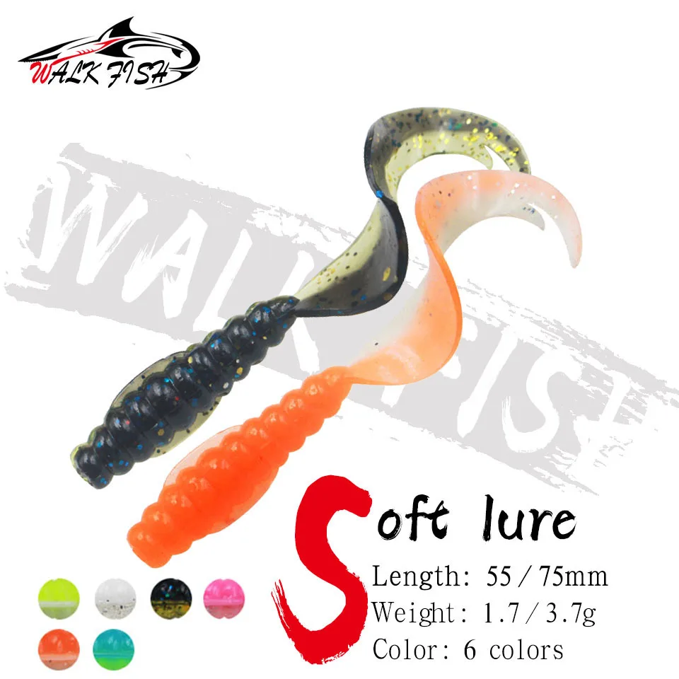 Walk Fish 10pcs Angel köder Wurm weiche Köder 55mm 75mm gute Aktion schwimmen hochwertige künstliche neue Japan Form Bass Soft Köder