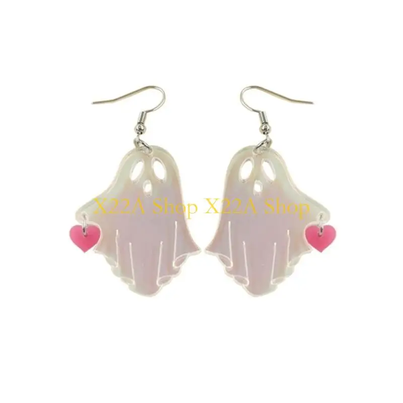 Unique Rainbow Effect Specter Pendant Earrings Halloween Dangle Drop Earrings for Women Girls Acrylic Specter Earring Party