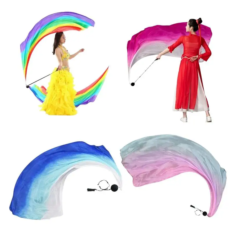 

Dance Silk Veil Poi Elegant Silk Veil Scarf Poi Ball Streamer Elegant Belly Dance Poi Streamer Gradual Colors Silk Scarf Veil