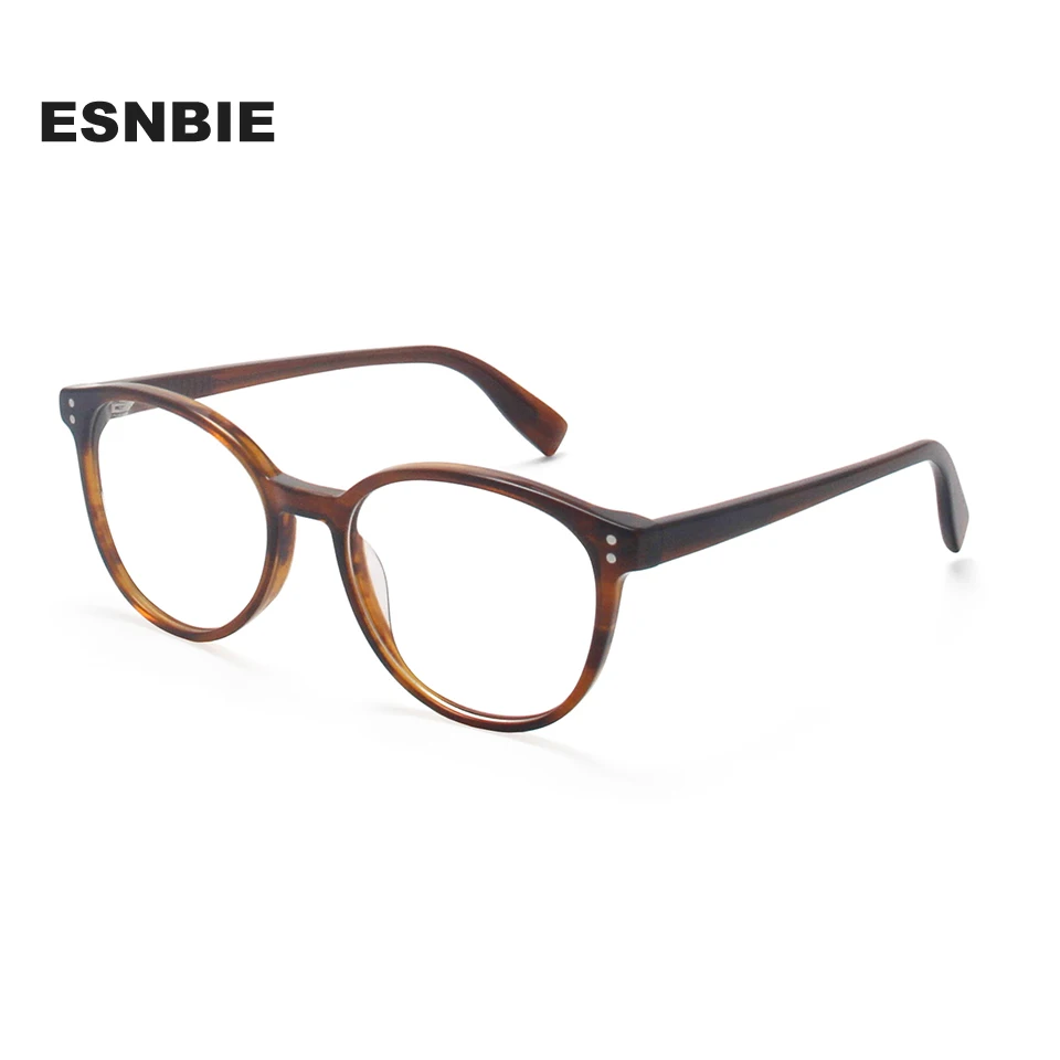 Vintage Acetate Eyeglasses Frame Women Retro Small Round Frames Narrow Rivet Men'S Glasses Frame Monturas De Lentes Hombre