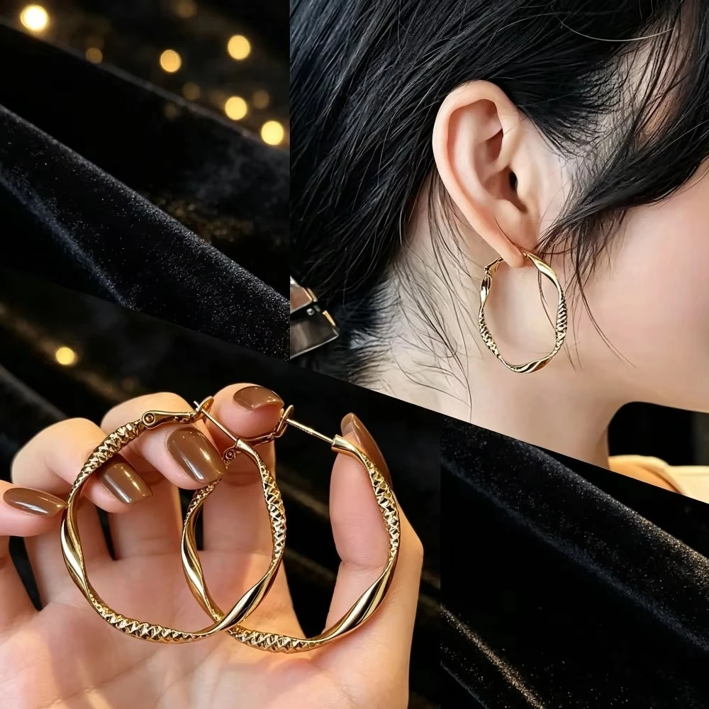 Women Minimalist Geometric Hoop Earrings Luxury Simple Versatile Earring Trendy Daily Holiday Jewelry Gift