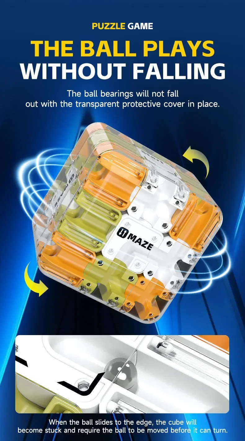 3D المتاهة المكعب السحري الشفاف ستة جوانب لغز مكعب السرعة للأطفال ألعاب تعليمية هدية حفلة عيد ميلاد