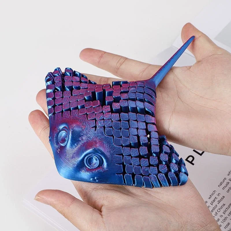 3D Printed Aquatic Animal -Bionic Manta Ray Stingray Relief Desktop Decoration Flexible Sea CreatureGifts for Everyone