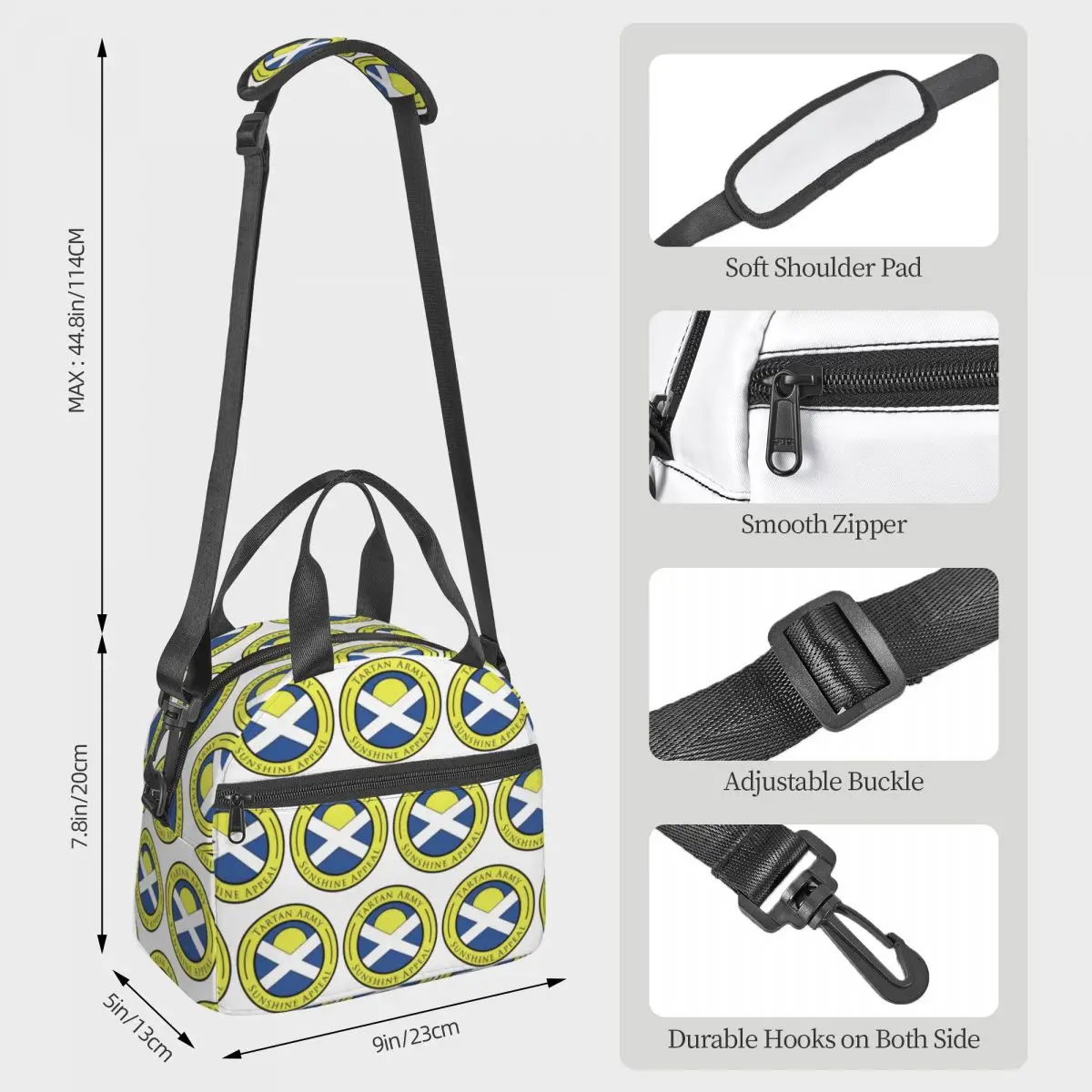 Tartan Army Sunshine Appeal Insulated Lunch Bag for Women Office Cooler Thermal Box Tote Portable Lunch Boxes