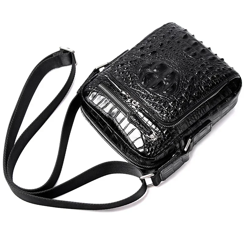 New Alligator Pattern Genuine Leather Men Crossbody Bag Casual Business Leather Men's Messenger Vintage Shoulder Handbags Bags