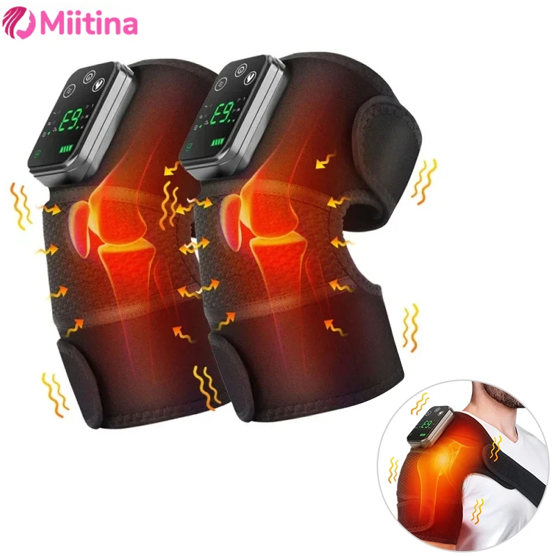 

Electric Heating Knee Protection Massager Vibration Massage Black Support Strap with Adjustable Vibration Pressing Intelligent