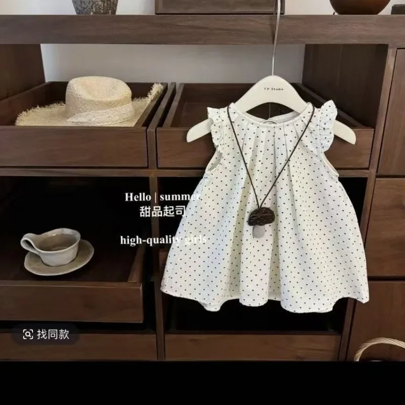 

Baby Girl Dress Summer 2026 New Style Children's Wave Point Flying Sleeve Western Style Vest Princess Dress