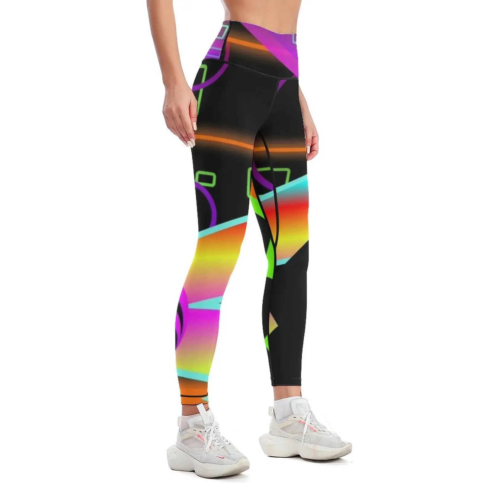 Tutti Frutti Disco Chaos neon abstract weird vibrant Leggings workout shorts gym clothing Womens Leggings