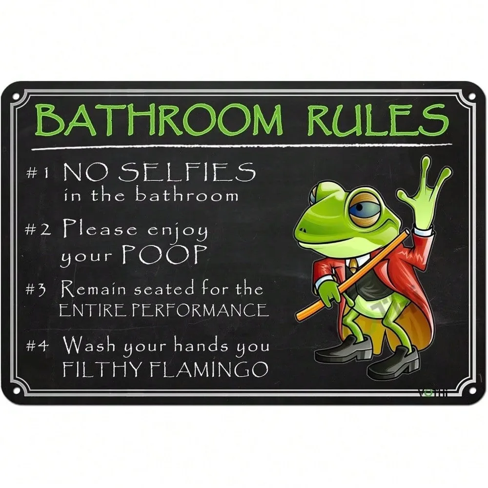 

Funny Frog Retro Metal Sign Vintage Bathroom Wall Decor Cute Aesthetic Gift for Men Women