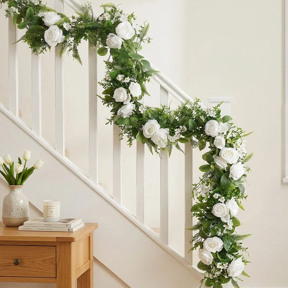 Artificial Bloom Vine 200cm Silk Fake Flower Garland For Wedding Party Ceiling Pipe Cover Home Decor Flexible Fade Resistant
