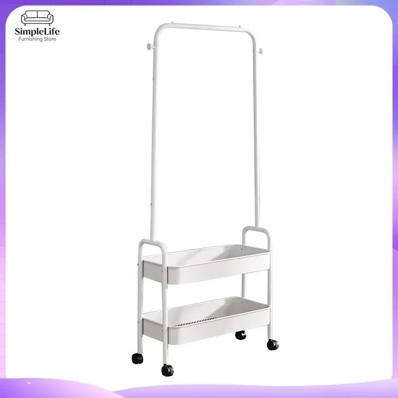 Floor to Ceiling Coat Rack Tension Pole with Wheels Vertical Clothes Drying Rack Indoor Storage Shelf Home Organizer