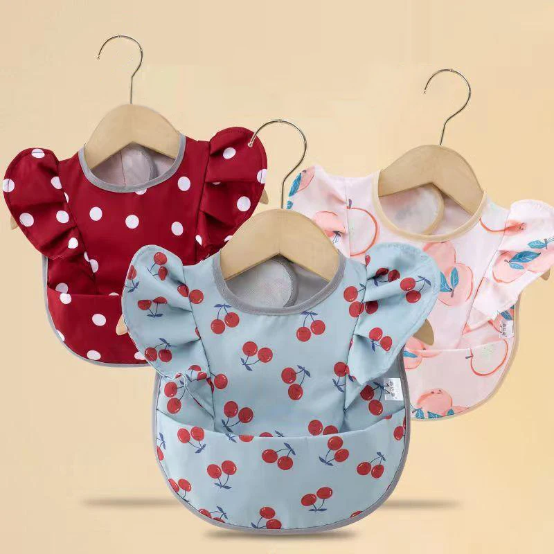 Feeding Baby Bibs Apron Kids Mess-proof Waterproof Bibs for Baby Girls Children 0-4 Year Feeding Dining Laciness Smock Bib Apron