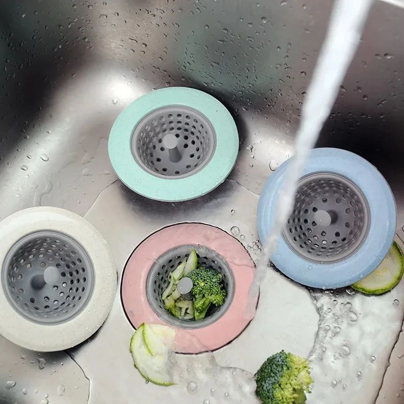 Push Down Sink Stopper Silicone Universal Drain Cover Anti-Hair Clog Strainer for Bath Kitchen Basin Tool Non-Slip Grip Design