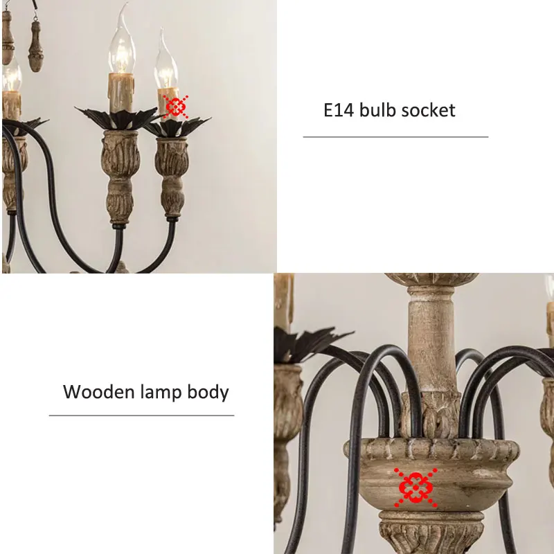الأمريكية الرجعية الفرنسية الخشب الثريا الأوروبية مطعم الإقامة غرفة نوم ديكور ضوء غرفة المعيشة المطبخ قلادة مصباح